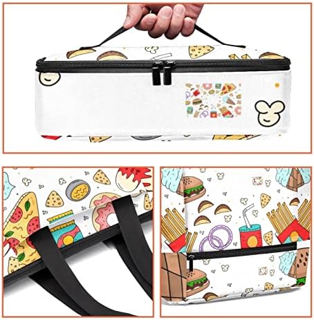 Seyahat Laptop Tote Çanta Kadınlar için, Karikatür Fast Food İş Çantası Öğle Yemeği Çantası Çanta Çanta