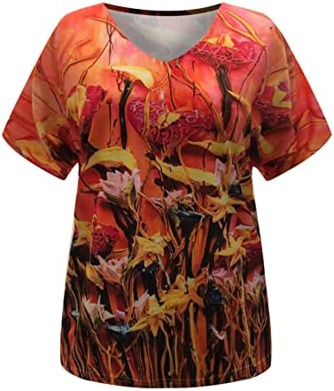 V Boyun Tee Bayan Yaz Sonbahar Kısa Kollu Yumuşak Rahat Giyim Pamuk Grafik Brunch Bluz Tshirt Bayanlar için 8M 8M