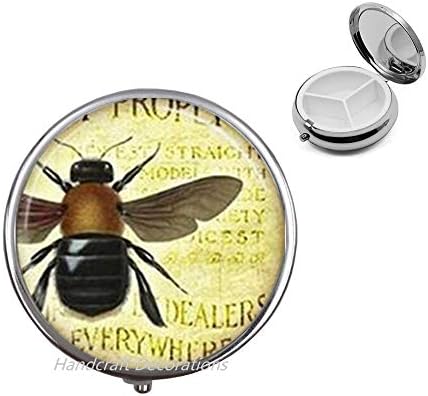 Cam Fotoğraf Cabochon Kraliçe Arı Hap Kutusu Böcek Sanat Hap Durumda arı Takı Cam Hap Kutusu,Kraliçe arı Takı, böcek