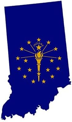 Indiana Eyalet Şekilli Bayrak Sticker Kendinden Yapışkanlı Vinil çıkartma ABD'de Yapılan