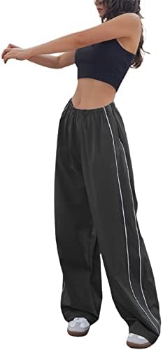 Aedceal kadın Paraşüt Pantolon Baggy Y2K Elastik Bel Geniş Bacak eşofman altları Pantolon