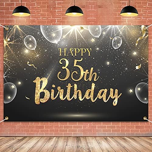HAMİGAR 6x4ft Mutlu 35th Doğum Günü Giltter Shinning Banner Zemin-35 Yaşında Doğum Günü Süslemeleri Parti Malzemeleri