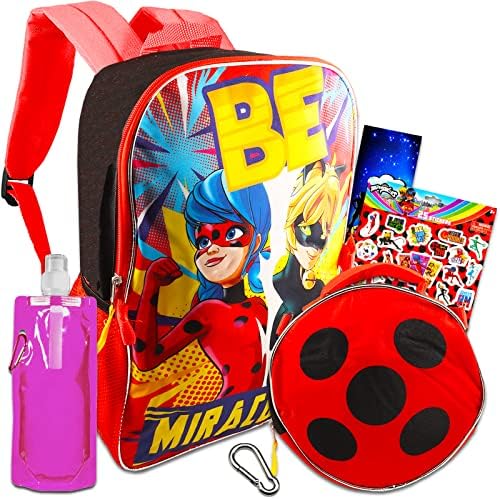 Zagtoon mucizevi uğur böceği sırt çantası ve öğle yemeği kutusu Okul seti-16 inç mucizevi uğur böceği sırt çantası,