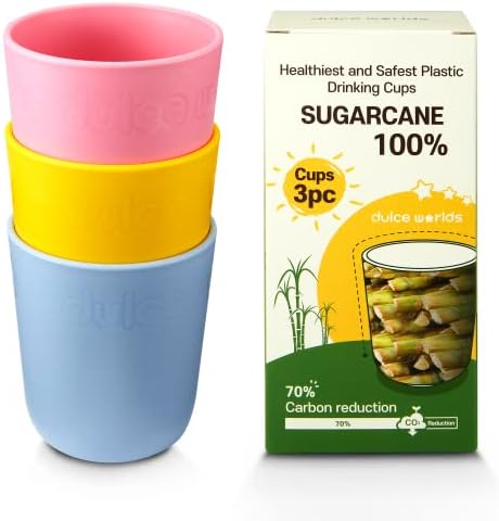 Dulce USDA Sertifikalı Şeker Kamışı Doğal Plastik Çocuk Kupası 5 Paket (10 oz) – Yürümeye Başlayan Çocuklar için içecek