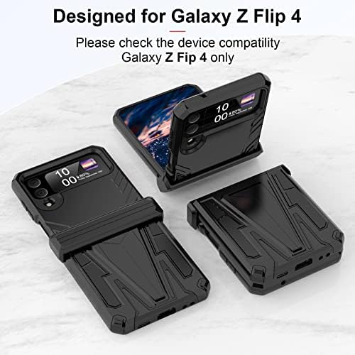 Kickstand ile Galaxy Z Flip 4 Kılıf için tasarlanmış, Manyetik Stand Tutucu Kılıf, Menteşe Korumalı Ağır Darbeye Dayanıklı