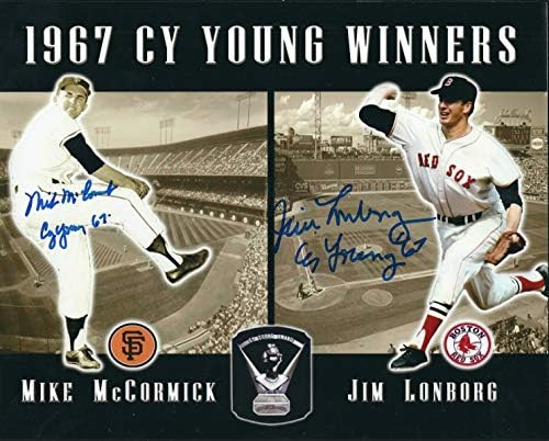 İmzalı Mike McCormick Giants ve Jim Lonborg Red Sox 8x10 Cy young 67 fotoğraf.