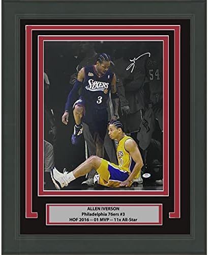 Çerçeveli İmzalı / İmzalı Allen Iverson Spot Işığı Tyronn Lou Step-Over Philadelphia 76ers Sixers 16x20 Basketbol