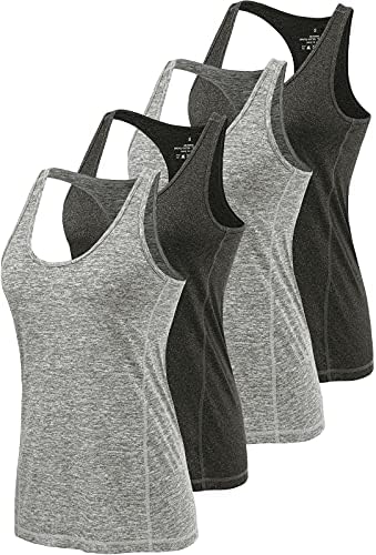Hava Kıvrımlı Egzersiz Tankı Üstleri Kadınlar için Yoga Racerback Tankları Atletik Hızlı Kuru Aktif Giyim 4 Paket