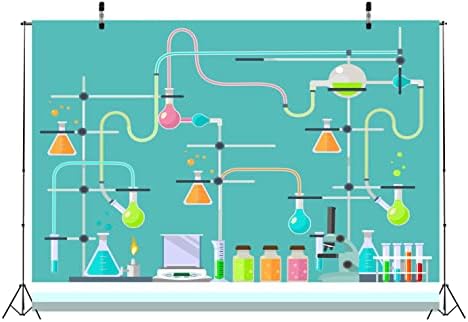 Loccor Kumaş 15x10ft Bilim Doğum Günü Zemin Çılgın Bilim Adamı Parti Dekor Kız Erkek Kimya Laboratuvarı Malzemeleri