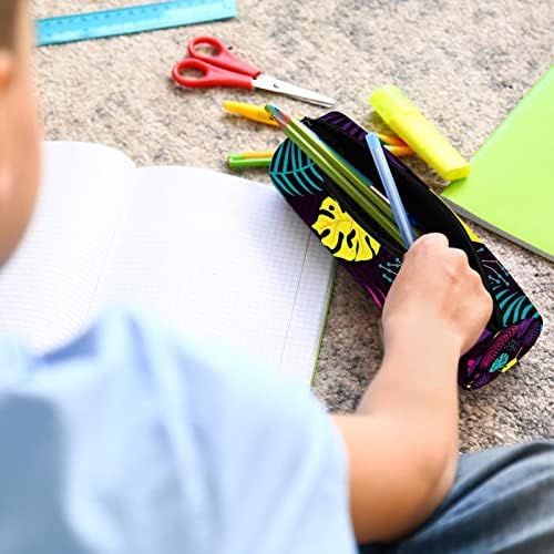 Renkli Tropikal Yapraklar Kalem Kutusu Öğrenci Kırtasiye Kılıfı Fermuarlı kalem Çantası Makyaj Kozmetik Çantası Okul