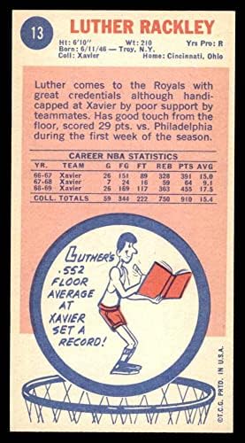 1969 Topps 13 Luther Rackley Cincinnati Kraliyet Ailesi-BskB (Basketbol Kartı) ESKİ/MT Kraliyet Ailesi-BskB Xavier