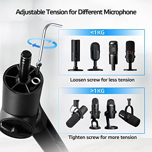 Mikrofon Bom Kolu Sadece Shure SM7B / MV7 / Mavi Yeti için, Uzatma tüpü ve gizli kablo oluğu ile yükseltilmiş mikrofon