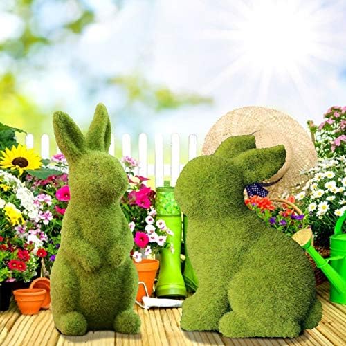 Yowein Yeşil Sahte Yosun Paskalya Tavşanı Heykeli, Ayakta Tavşan Tavşanı Paskalya Figürü, Tatil Yumurtaları Paskalya