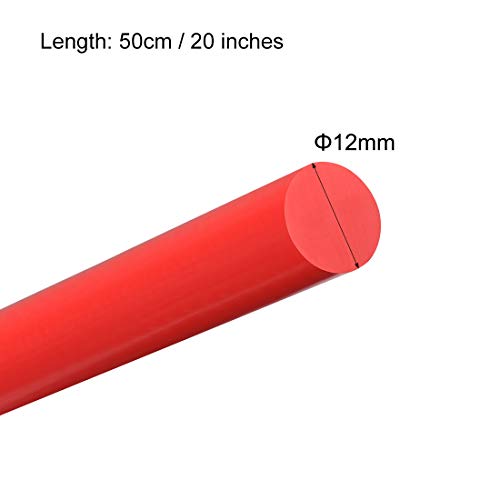 uxcell 3 adet Plastik Yuvarlak Çubuk 1/2 inç Dia 20 inç Uzunluk Kırmızı (POM) Polioksimetilen Çubuklar Mühendislik